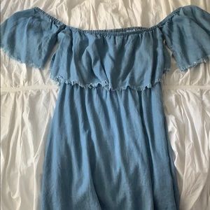 ELAN Denim Off the Shoulder Dress